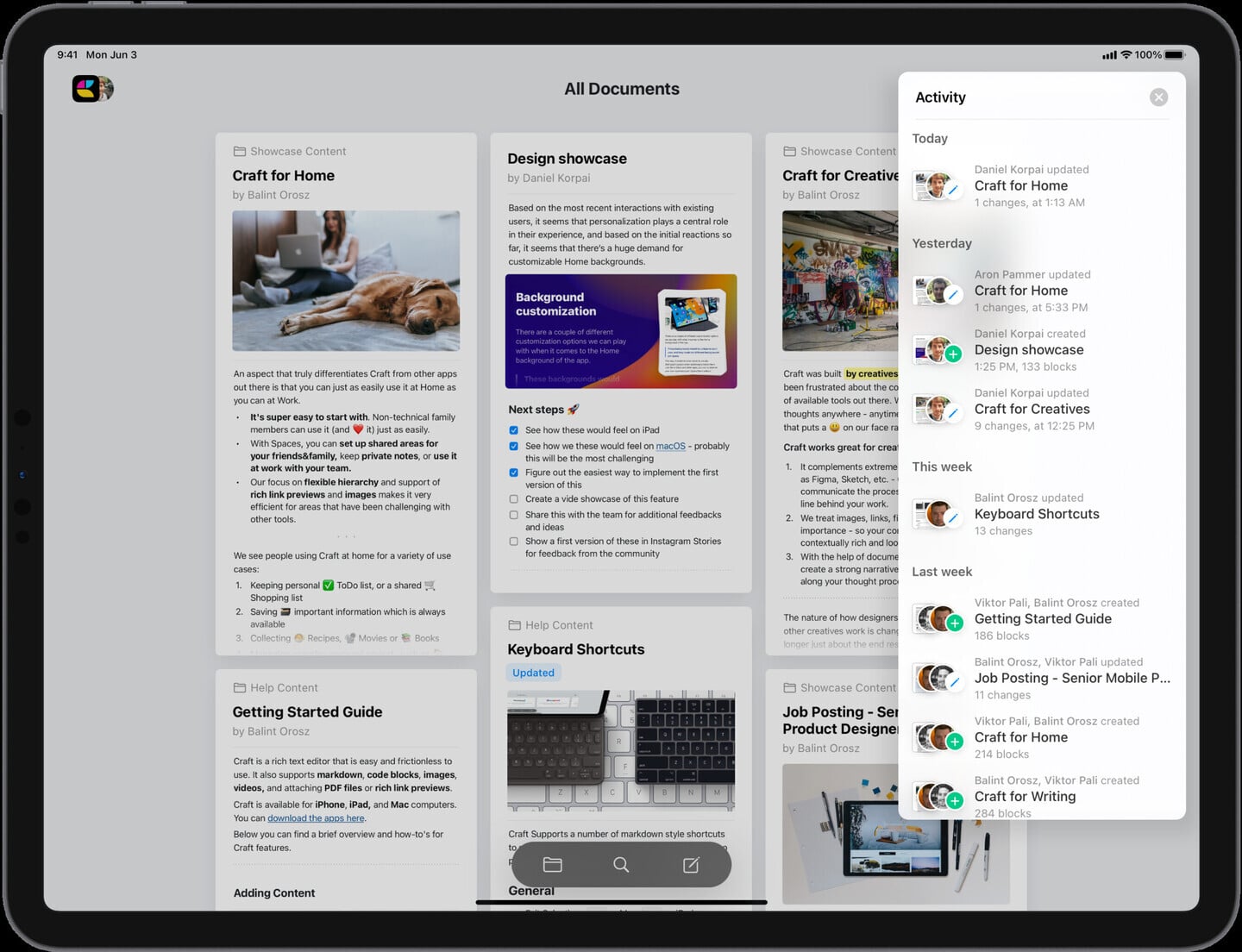 Craft is a New NoteTaking App Featuring RealTime Collaboration