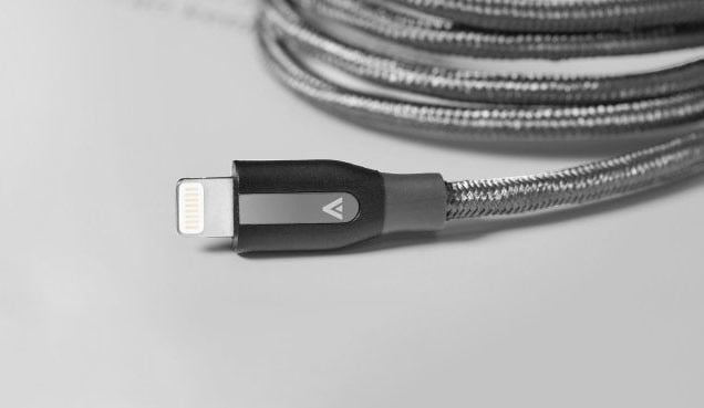 The Powerline+ Lightning Cable in gray. You can also select from a white, gold, and red option. 
