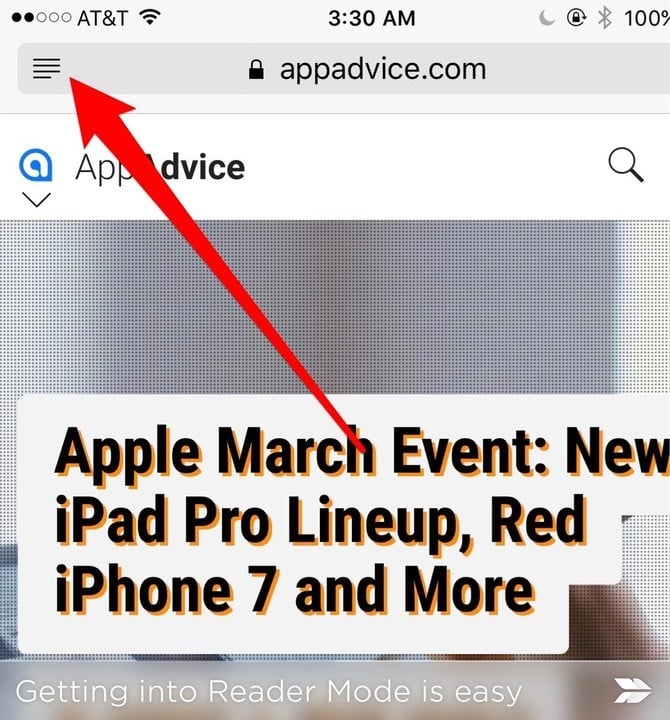 Safari's Reader Mode is just a tap away.
