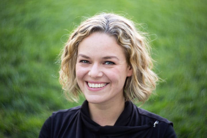 An example of a portrait photo (of Katherine Maher). Note the 'swirly' bokeh.
