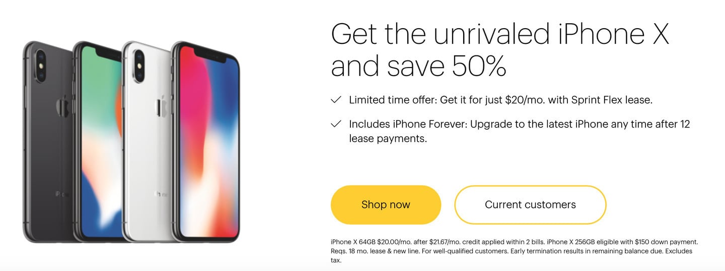 Sprint's Offering an Limited Time Only iPhone X Deal, 50 Percent Off